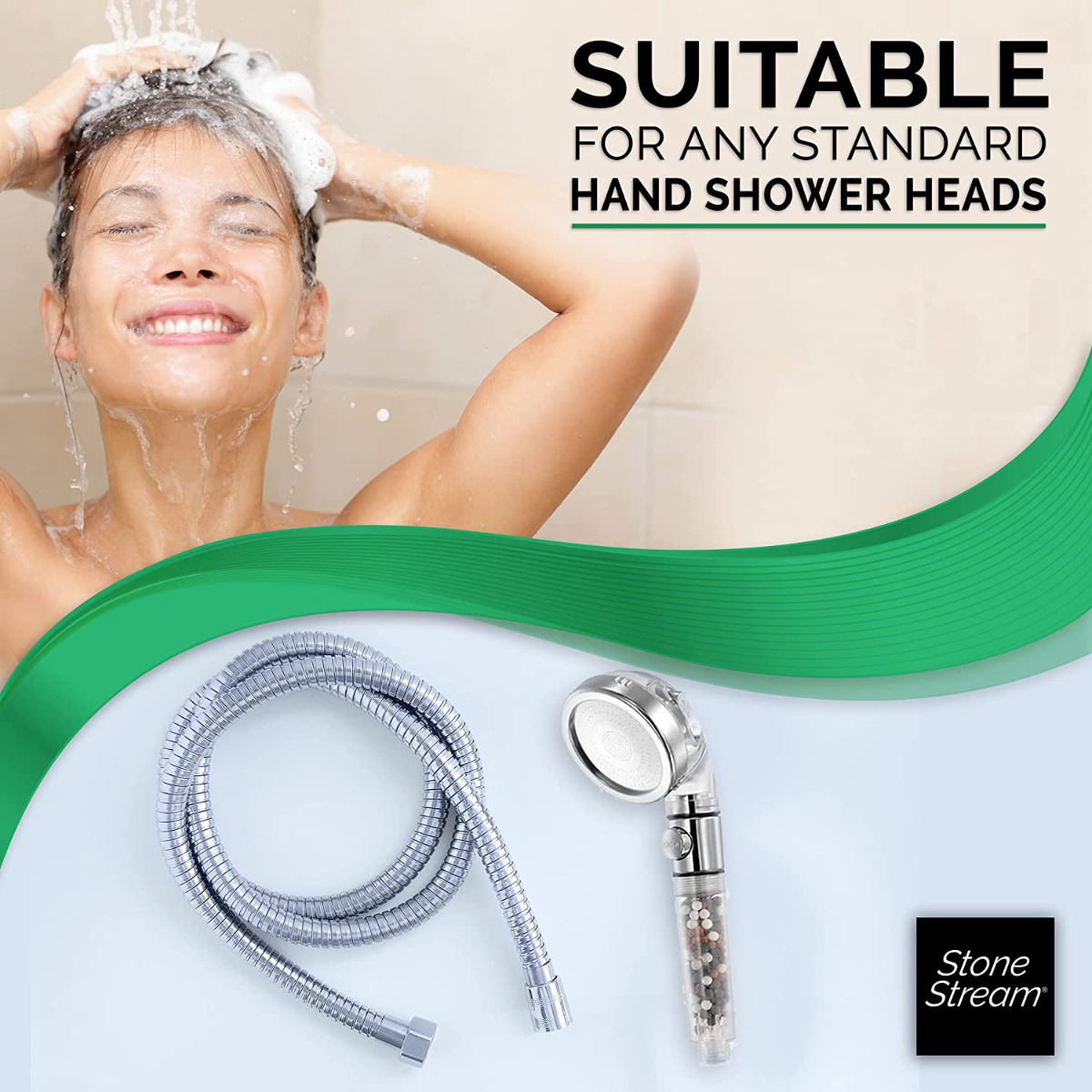 Pommeau de douche à main avec tuyau de douche de 1,5 m -Chrome