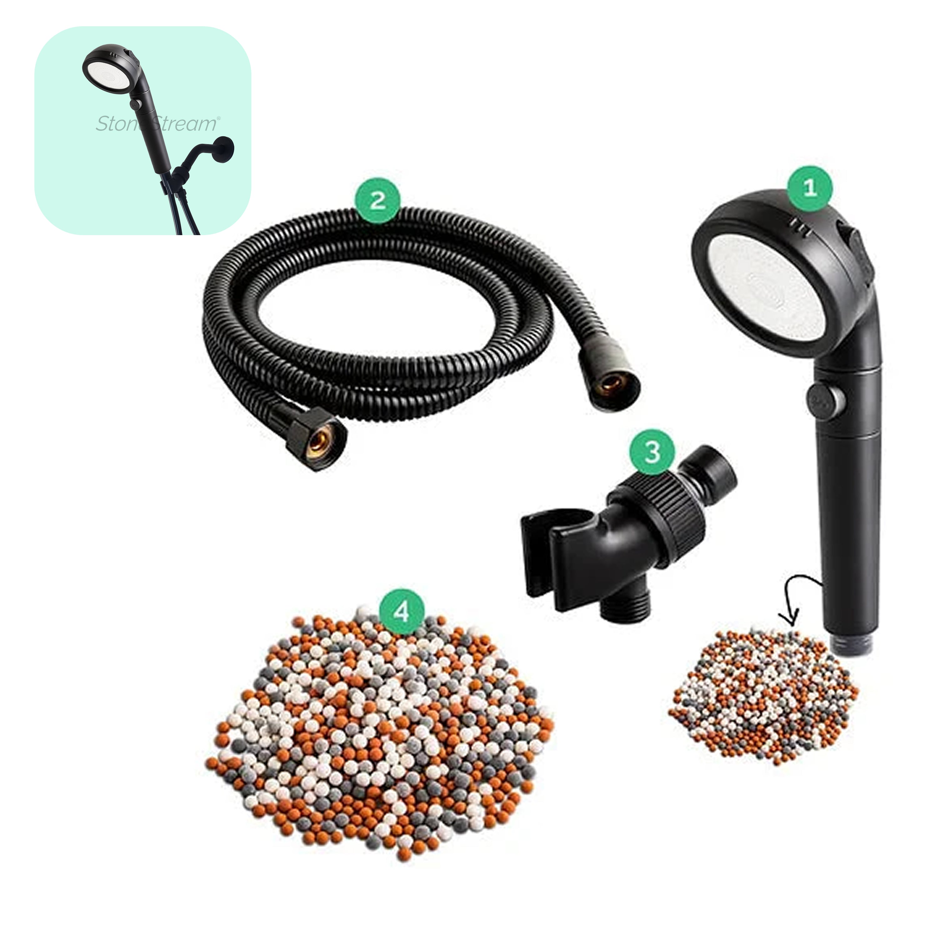Pomme de douche noire ecopower