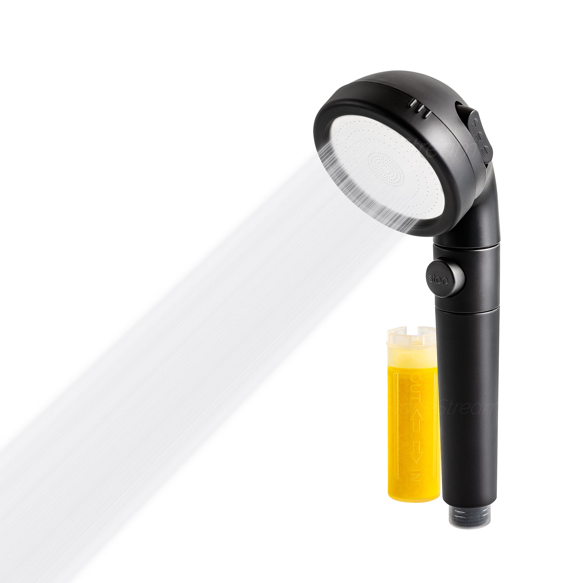 Pomme de douche noire en vitamine C