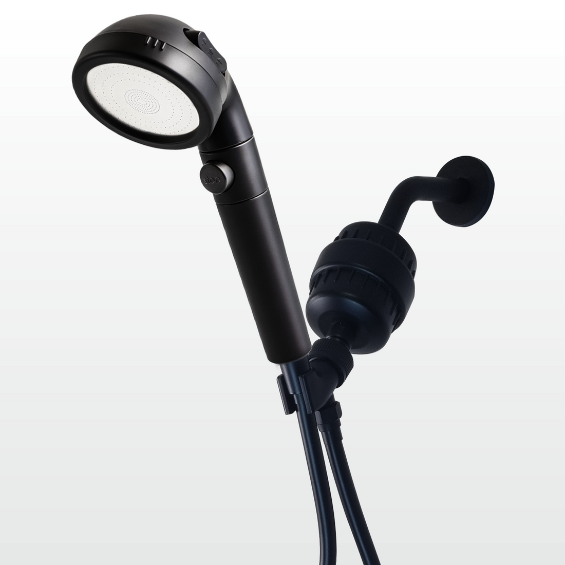 Black Ecopower Shower Head with Hard Water Filtration Kit