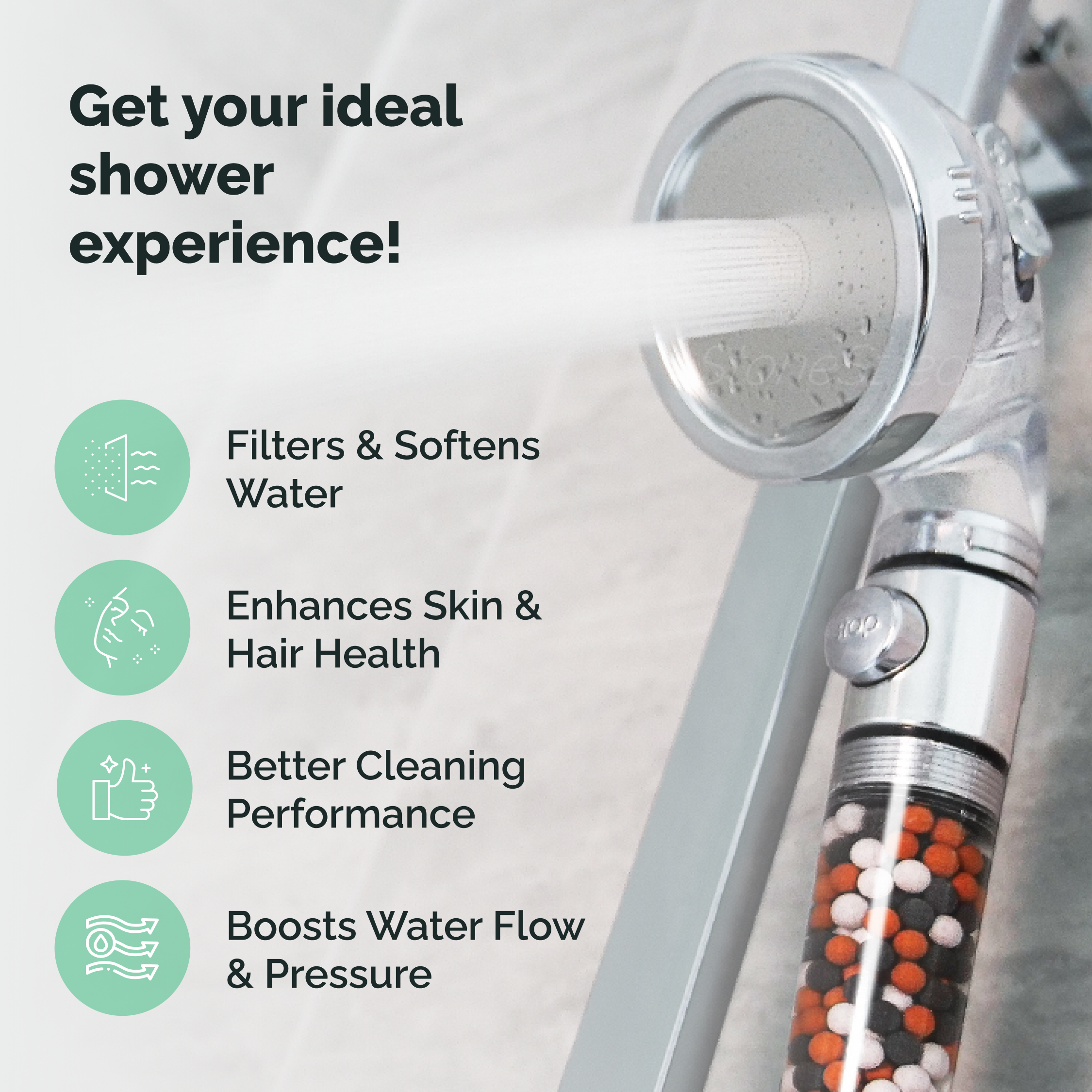 Pommeau de douche ionique EcoPower