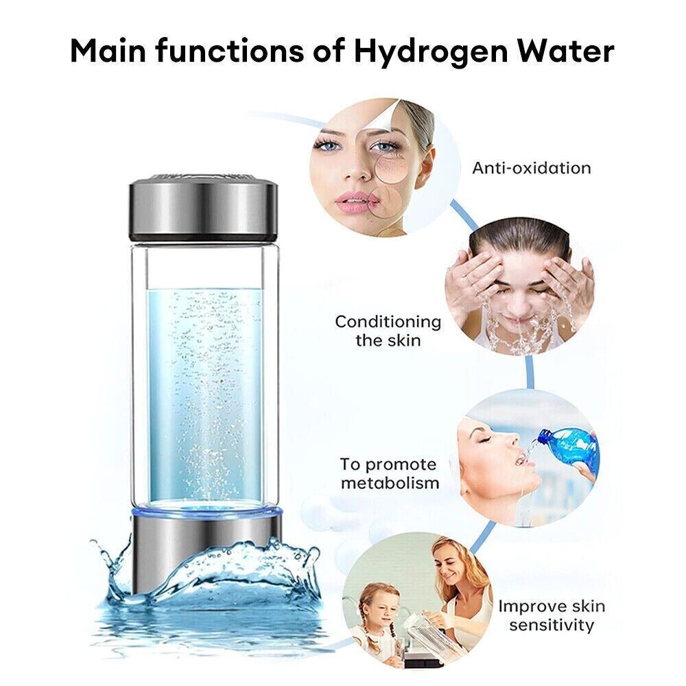 Bouteille D’eau à Hydrogène – Technologie PEM/SPE – Concentration 6000 PPB – Verrouillage Hydrogène 9h – Portable, étanche IP68 – Pour Bien-être Quotidien