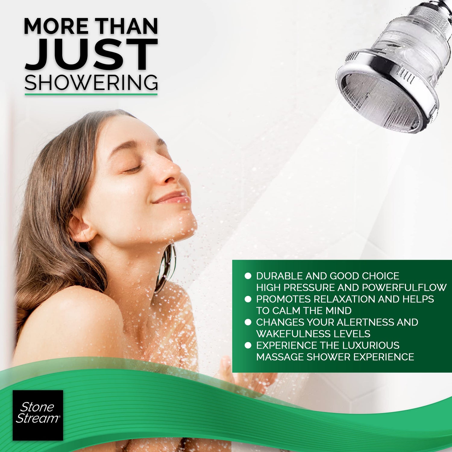 Eco-friendly handheld shower head with mineral beads