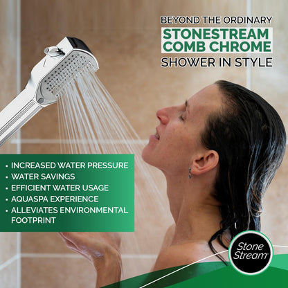 Eco-conscious, high-pressure showerhead filtering limescale, chlorine