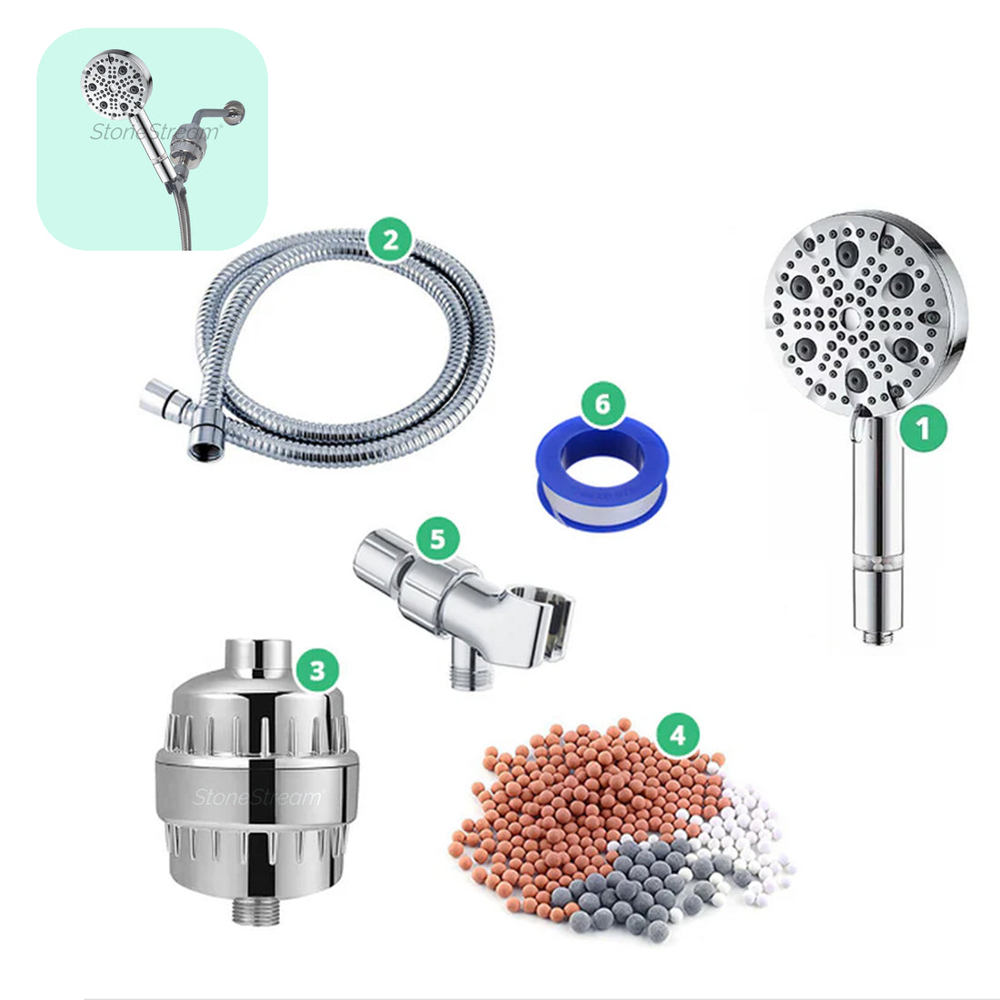 Kit de pomme de douche de filtration en eau dure de luxe à 9 modes