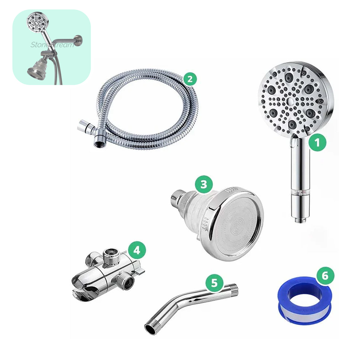 Peste de douche combo à main le luxe à 9 modes avec kit de filtration avec un kit de filtration