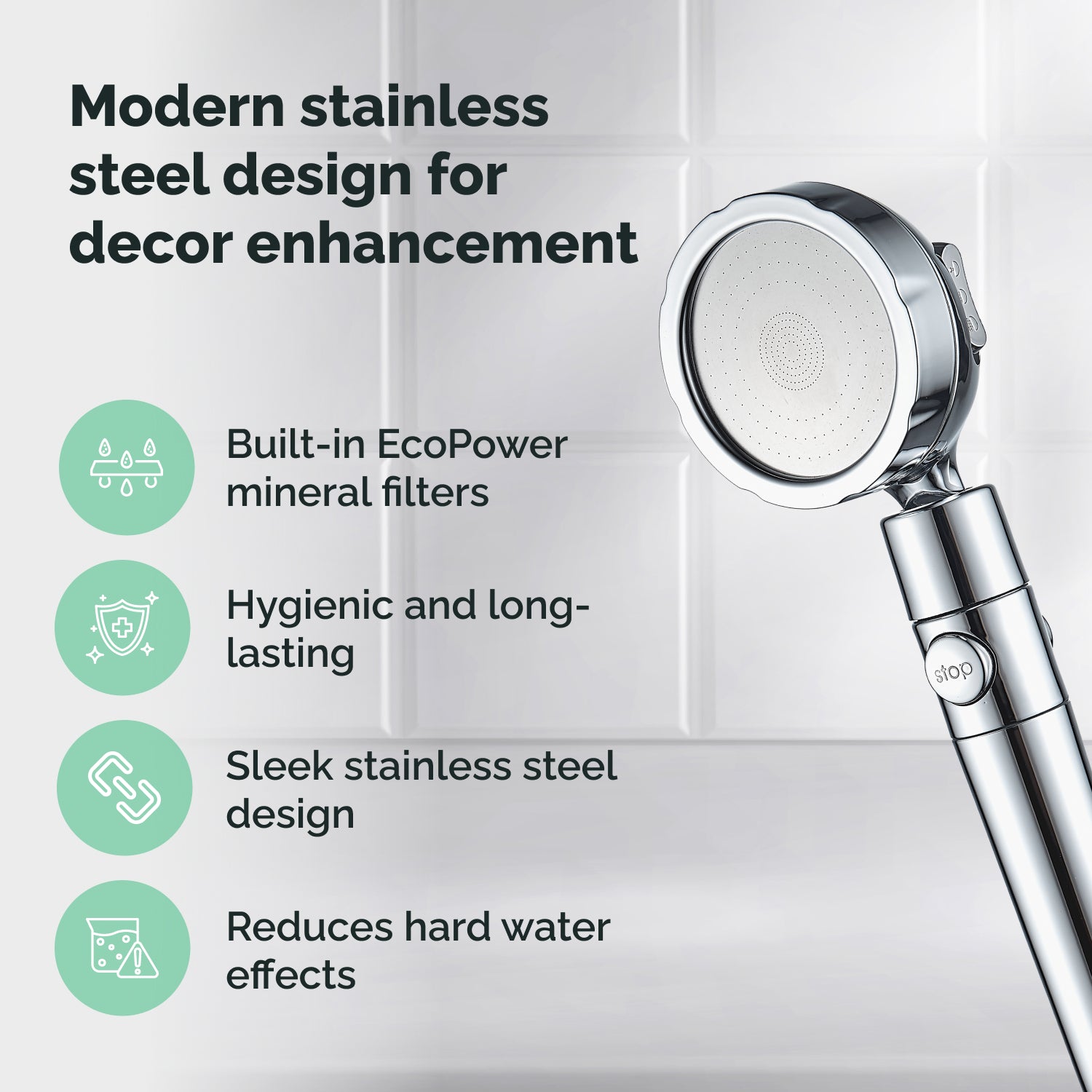 Ecolux Pommeau de Douche Métallique