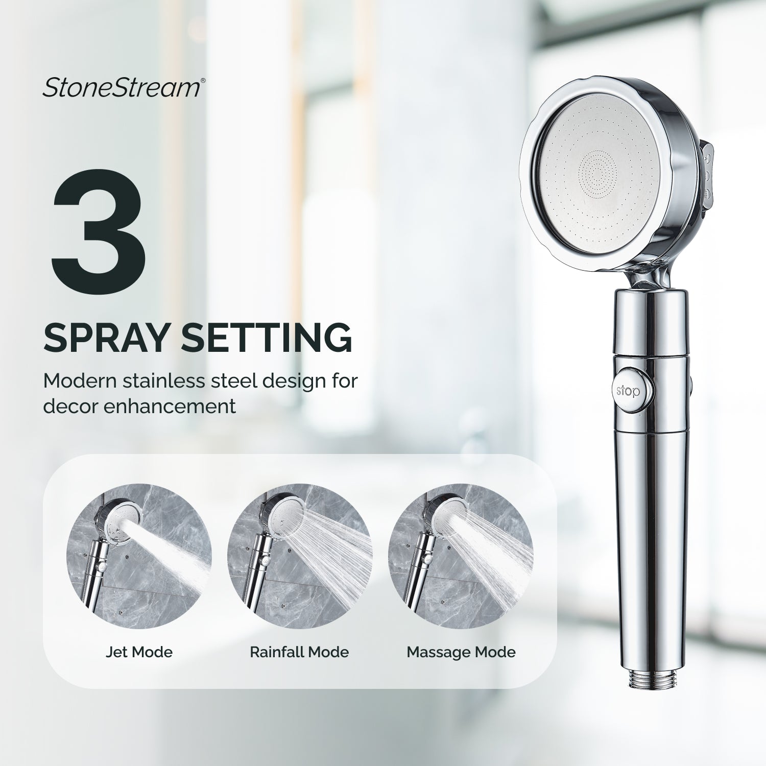 Ecolux Pommeau de Douche Métallique