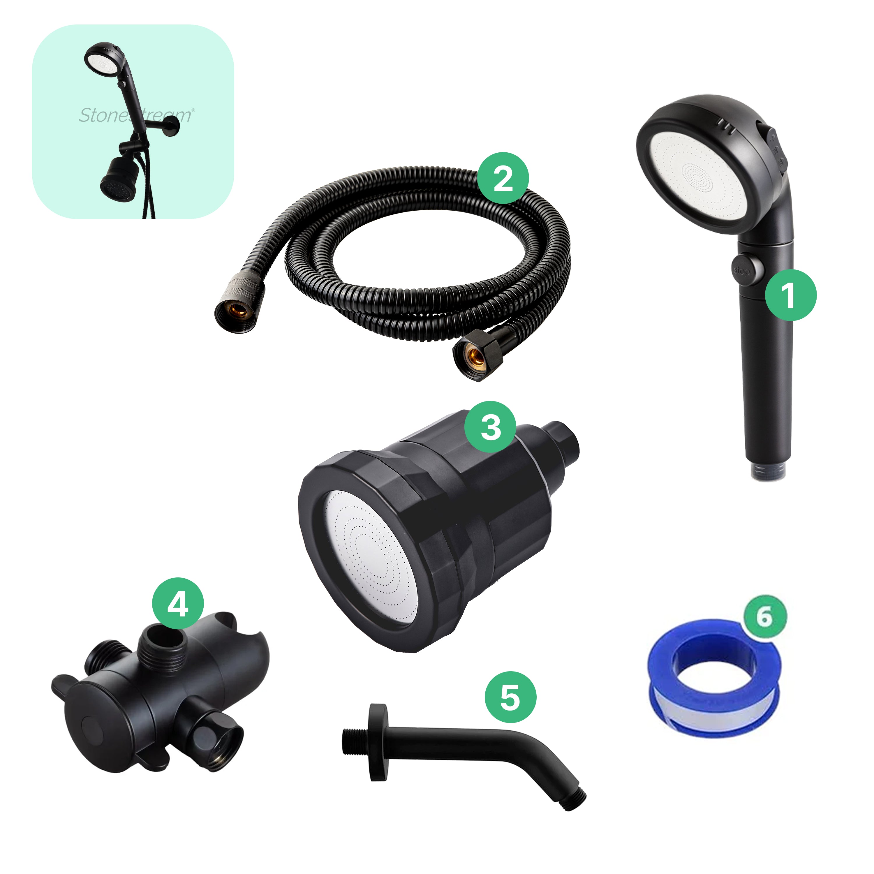 Pommeau de Douche Ecopower Noir