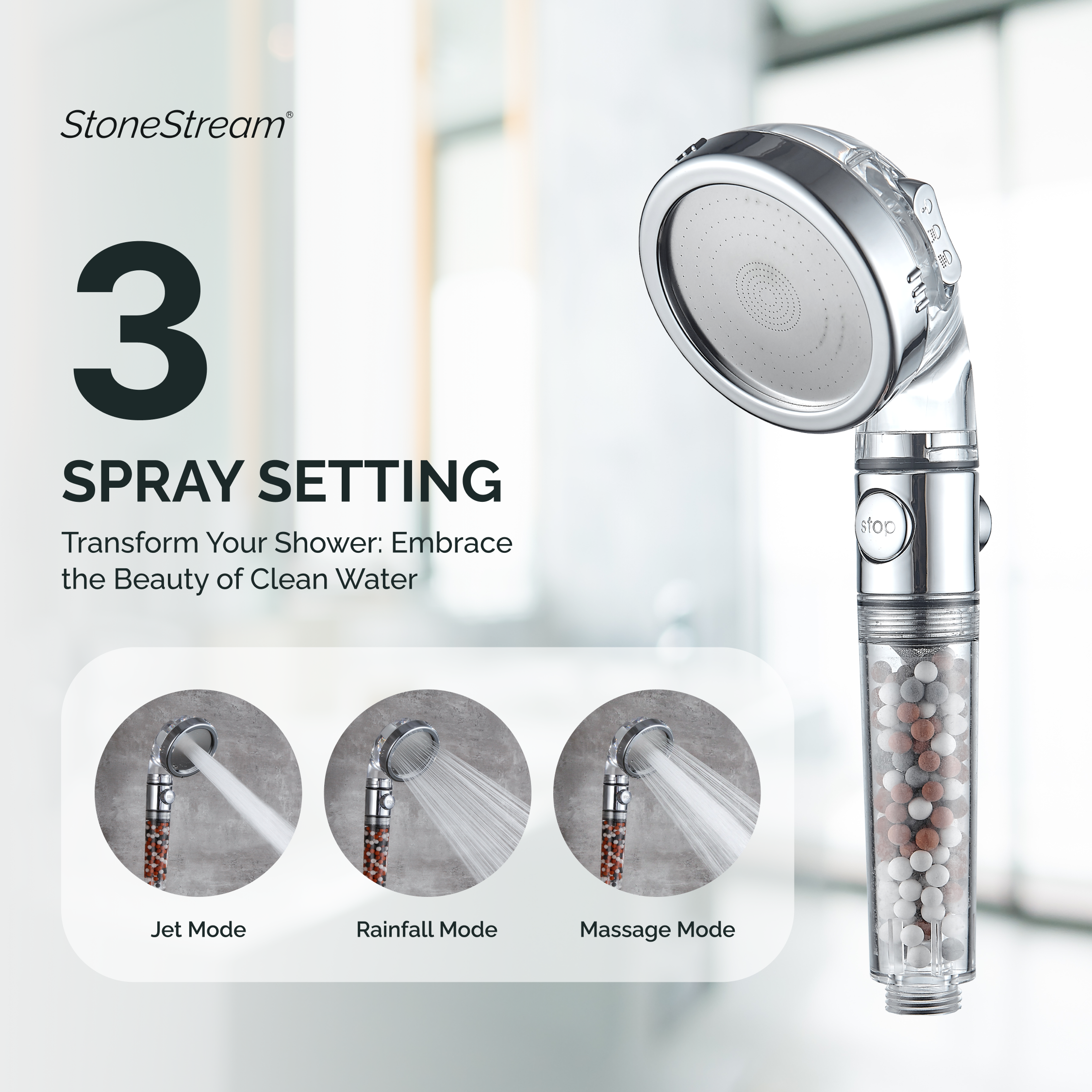 Pommeau de douche ionique EcoPower
