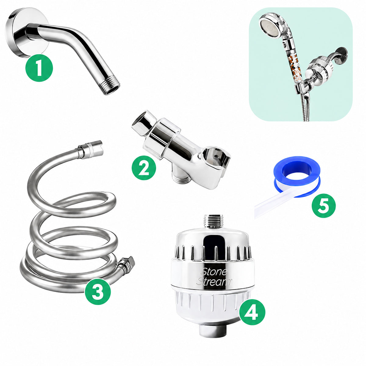 Combo Kit- Hard Water Filtration Wall Kit - Chrome